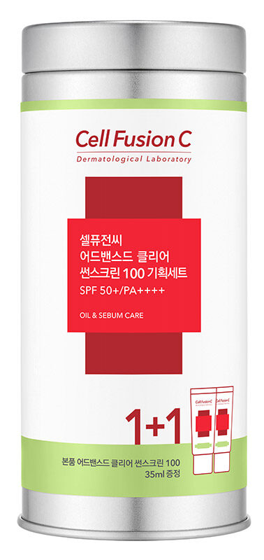 cell fusion c advanced clear sunscreen 100 spf 50 pa zestaw krem z ochrona przeciwsloneczna do skory problematycznej 2x35 ml1 e1659186094334