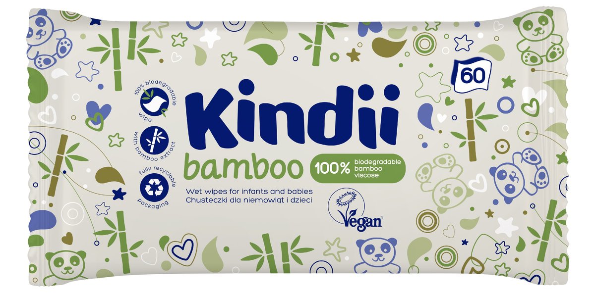 kindii bamboo chusteczki oczyszczajace dla dzieci i niemowlat bambusowe 60 szt b iext62528781